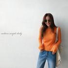 Perforated Edge Rib-knit Top