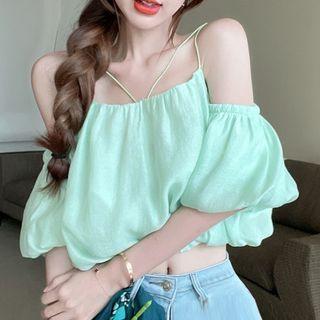 Cold-shoulder Strappy Cropped Blouse