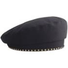 Studded Beret Hat 22 - Black - One Size