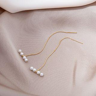 Faux Pearl Threader Earring E4451 - 1 Pair - Gold - One Size