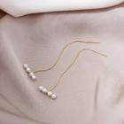 Faux Pearl Threader Earring E4451 - 1 Pair - Gold - One Size
