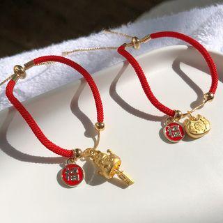Alloy Fortune Cat Red String Bracelet