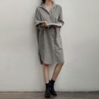 Long-sleeve Striped Shirt Dress Stripes - Gray & White - One Size