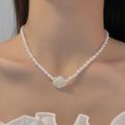 Rose Bead Necklace White - One Size