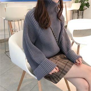 High Neck Oversized Ribbed Knit Top