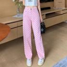 High Waist Plaid Loose Fit Jeans