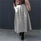 Button-front Glen-plaid Skirt