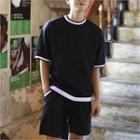 Contrast-trim Round-neck T-shirt