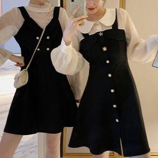 Mock Two Piece Peter Pan Collar Dress / Mock Two Piece Frilled Dress