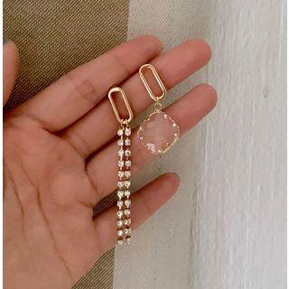 Non-matching Faux Crystal Fringed Earring S925 Silver - Earrings - 1 Pair - One Size