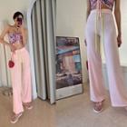 Neon-drawstring Wide-leg Pants