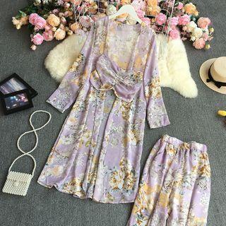 Set: Floral Tube Top + Light Jacket + Pants