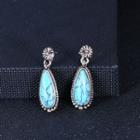 Turquoise Alloy Drop Earring 1 Pair - Blue - One Size