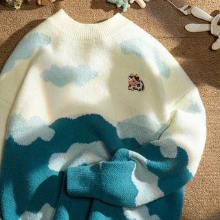 Cartoon Cow Embroidered Sweater (various Designs)