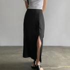 Deep-slit Maxi A-line Skirt