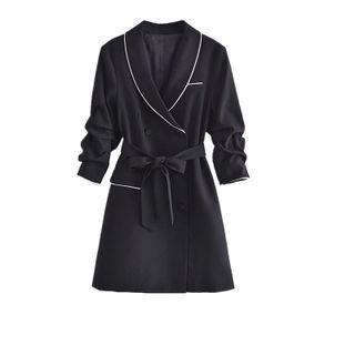 Double-breasted Tie-waist A-line Blazer Dress