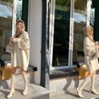 Raglan-sleeve Cable-knit Sweater Dress Cream - One Size