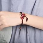 Rhinestone Flower Garnet Bracelet