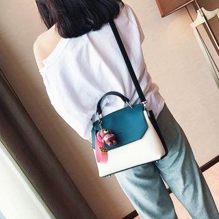 Color Block Tote With Bear Charm