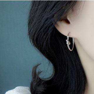 Knot Sterling Silver Hoop Earring 1 Pair - Silver - One Size