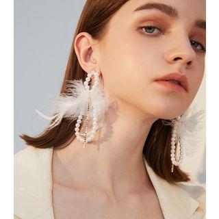 Faux Pearl Dangle Earring 1 Pair - 925 Silver - White - One Size