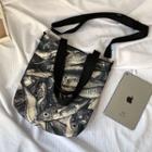 Canvas Fish Print Tote Bag As Shown In Figure - One Size