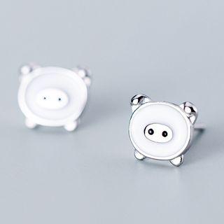 925 Sterling Silver Pig Earring 1 Pair - S925 Silver - One Size
