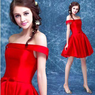 Bow-accent Off-shoulder Party Dress