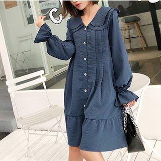 Long-sleeve Mini Ruffle Trim Dress