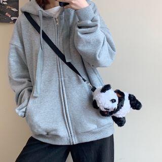 Plain Zip Fleece-lined Hooded Jacket