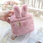 Flannel Rabbit Ear Makeup Pouch Pink - One Size