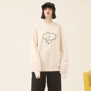 Rainy Cloud Printed Long-sleeve Sweatshirt
