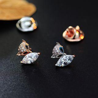 Rhinestone Fox Brooch