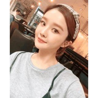 Knotted Plaid Wide Hair Band
