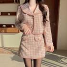 Tweed Set: Collared Cropped Jacket + Miniskirt