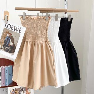 Plain Pleated Wide Leg Jumpsuit
