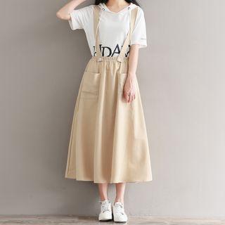 Short-sleeve Lettering Hoodie/ Plain A-line Jumper Dress(various Designs)