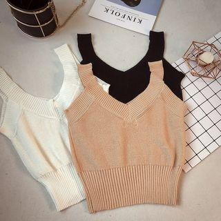 Plain Cropped Knit Tank Top