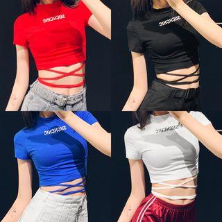 Tie-hem Printed Crop T-shirt
