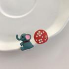 Asymmetrical Elephant Print Stud Earring Blue - One Size