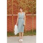 Set: Spaghetti-strap Camisole Top + Pleated Midi Skirt