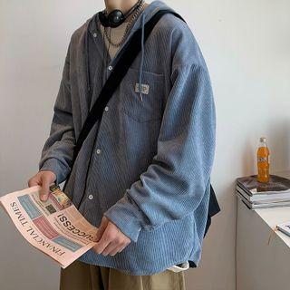 Corduroy Button-up Hoodie