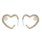 Heart Dangle Earring 1 Pair - Stud Earrings - Gold & White - One Size