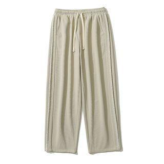 Braided Trim Wide Leg Sweatpants