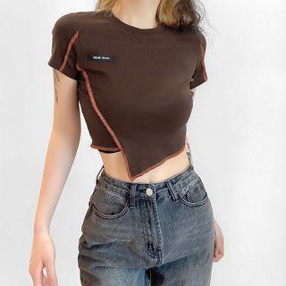 Irregular Hem Cropped T-shirt