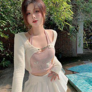 Cropped Camisole Top / Pleated Skirt / Shrug