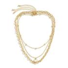Set: Heart Glaze Pendant Alloy Necklace + Alloy Choker + Chunky Chain Alloy Necklace Set - 3027 - Gold - One Size