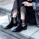 Lace Up Detail Chunky Heel Ankle Boots