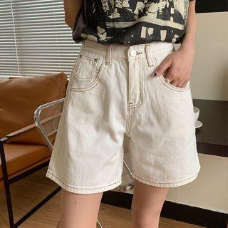 Stitch High-waist Denim Shorts