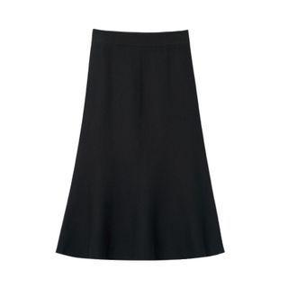 High Waist Plain Midi A-line Skirt Black - One Size